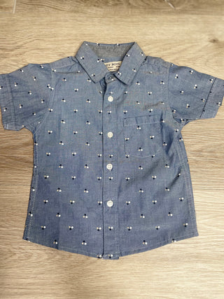 Boy's Button-Up Shirt - Blue Dot