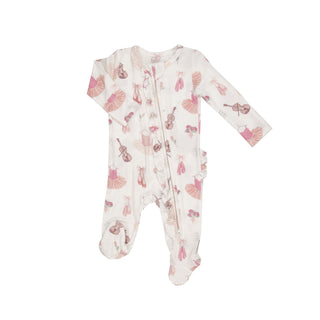 Angel Dear - Ballet - Bamboo 2-Way Ruffled Zipper Footie - Charlie Rae - Newborn - Baby & Toddler Sleepwear - Angel Dear