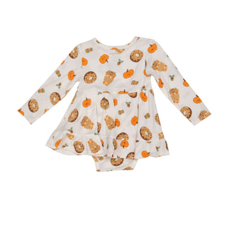 Angel Dear - Pumpkin Spice Latte- Bamboo Twirly Bodysuit Dress - Charlie Rae - 3-6 Months - Baby & Toddler Dresses - Angel Dear