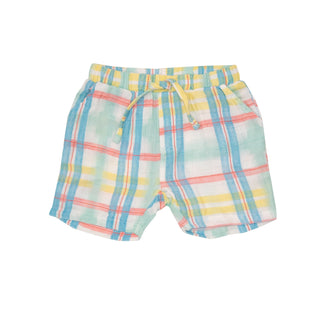 Beach Plaid- Muslin Short - Charlie Rae - 6-12 Months - Baby & Toddler Bottoms - Angel Dear