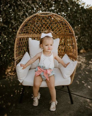 Brandi Bow Front High-Waist Bloomers - Blue & Pink Floral - Charlie Rae - 0-3 Months - Baby & Toddler Bottoms - Bailey's Blossoms