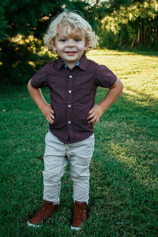 Brooks Maroon Button-up - Charlie Rae - 2T - Baby & Toddler Tops - Toby Boys