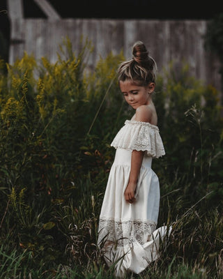 Clara Cotton & Lace Flutter Maxi Dress - Vanilla Cream - Charlie Rae - 0-3 Months - Baby & Toddler Dresses - Bailey's Blossoms