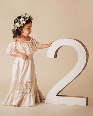 Clara Cotton & Lace Flutter Maxi Dress - Vanilla Cream - Charlie Rae - 0-3 Months - Baby & Toddler Dresses - Bailey's Blossoms