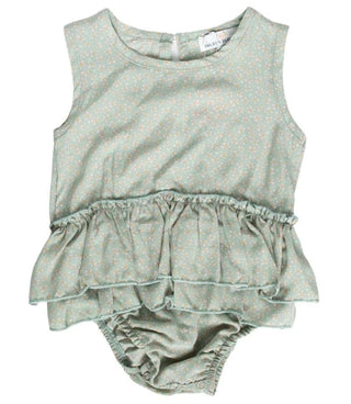 Clare Ruffle Bumble Romper- Green Floral - Charlie Rae - 0-3 Months - Baby One-Pieces - Bailey's Blossoms