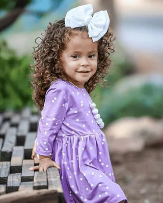 Cleo Pleated Dress - Mod Dot Violet - Charlie Rae - 0-3 Months - Baby & Toddler Dresses - Bailey's Blossoms
