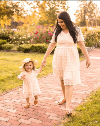 Eden Short Sleeve Dot Dress - Ivory - Charlie Rae - 9-12 Months - Baby & Toddler Dresses - Bailey's Blossoms