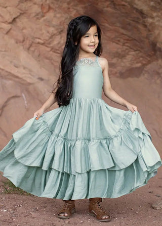 Evony Dress in Ice Blue - Toddler - Charlie Rae - 2T - Joyfolie