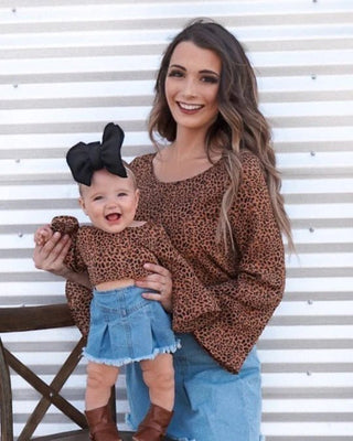 Henny Bell Sleeve Crop Top - Leopard - Charlie Rae - 0-3 Months - Baby & Toddler Tops - Bailey's Blossoms