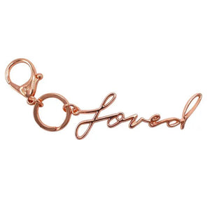 Itzy Ritzy Rose Gold Loved Charm Keychain - Charlie Rae - Keychains - Itzy Ritzy