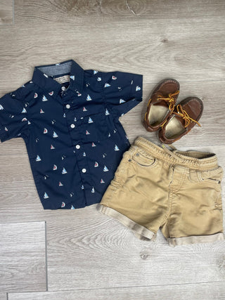 Jackson Sailboat Button-up- Little Boys - Charlie Rae - 2T - Baby & Toddler Tops - Toby Boys