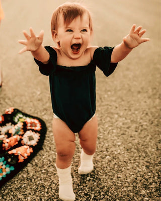Karli Cold Shoulder Flutter Sleeve Leotard- Black - Charlie Rae - 0-3 Months - Baby One-Pieces - Bailey's Blossoms