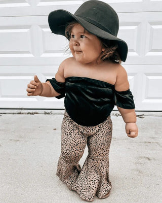 Karli Cold Shoulder Flutter Sleeve Leotard- Black - Charlie Rae - 0-3 Months - Baby One-Pieces - Bailey's Blossoms