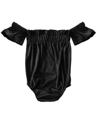 Karli Cold Shoulder Flutter Sleeve Leotard- Black - Charlie Rae - 0-3 Months - Baby One-Pieces - Bailey's Blossoms