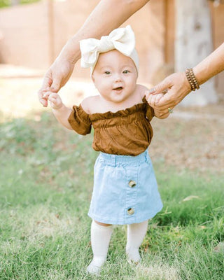 Karli Cold Shoulder Flutter Sleeve Leotard - Brown - Charlie Rae - 0-3 Months - Baby One-Pieces - Bailey's Blossoms