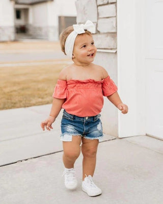 Karli Cold Shoulder Flutter Sleeve Leotard - Bubblegum Pink - Charlie Rae - 0-3 Months - Baby One-Pieces - Bailey's Blossoms