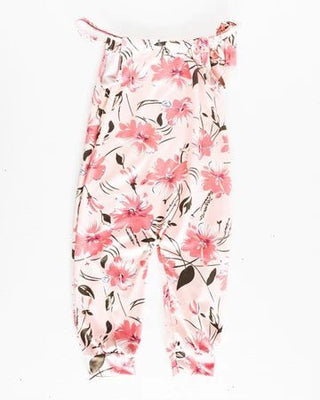 Katherine Tie-Strap Bubble Jumpsuit- Paradise Pink Floral - Charlie Rae - 0-3 Months - Baby One-Pieces - Bailey's Blossoms