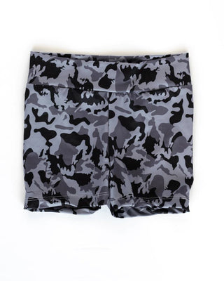 Kenya Biker Shorts - Black & Gray Camo - Charlie Rae - 0-3 Months - Baby & Toddler Bottoms - Bailey's Blossoms