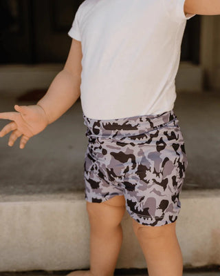 Kenya Biker Shorts - Black & Gray Camo - Charlie Rae - 0-3 Months - Baby & Toddler Bottoms - Bailey's Blossoms