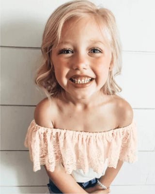 Kenzie Lace Flutter Sleeve Leotard- Vanilla Cream - Charlie Rae - 3-6 Months - Baby & Toddler Tops - Bailey's Blossoms