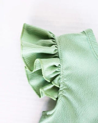 Klein Ruffle Sleeve Bubble Romper - Avocado Green - Charlie Rae - 0-3 Months - Baby & Toddler Outfits - Bailey's Blossoms
