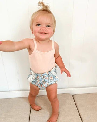 Leana Lace Front Bloomers - Blue & Pink Floral - Charlie Rae - 0-3 Months - Baby & Toddler Bottoms - Bailey's Blossoms