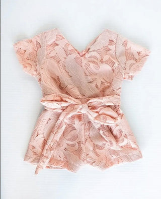Lila Lace Romper - Seashell Peach - Charlie Rae - 9-12 Months - Baby & Toddler Outfits - Bailey's Blossoms