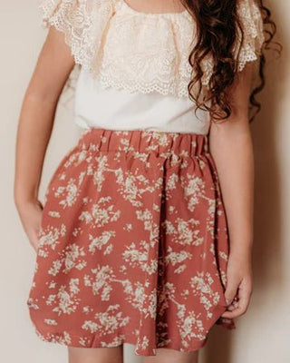 Macee Mini Skater Skirt - Terra Cotta Vines - Charlie Rae - 0-3 Months - Baby & Toddler Bottoms - Bailey's Blossoms