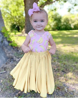 Maggie Cap Sleeve Leotard - Banana Split - Charlie Rae - 0-3 Months - Baby One-Pieces - Bailey's Blossoms