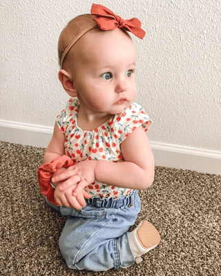 Maggie Cap Sleeve Leotard - Orange Cherries - Charlie Rae - 0-3 Months - Baby One-Pieces - Bailey's Blossoms