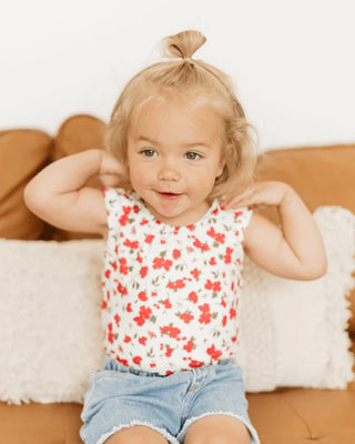 Maggie Cap Sleeve Leotard - Red Roses - Charlie Rae - 0-3 Months - Baby One-Pieces - Bailey's Blossoms