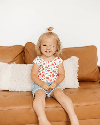 Maggie Cap Sleeve Leotard - Red Roses - Charlie Rae - 0-3 Months - Baby One-Pieces - Bailey's Blossoms