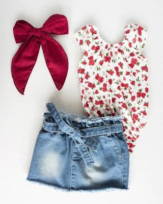 Maggie Cap Sleeve Leotard - Red Roses - Charlie Rae - 0-3 Months - Baby One-Pieces - Bailey's Blossoms