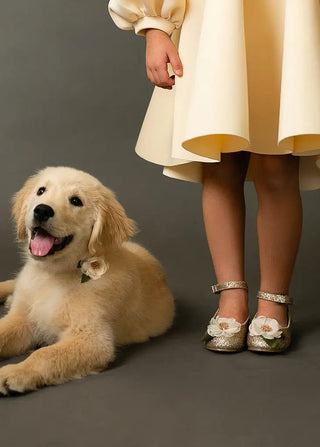 Marais Flat in Gold- Toddler & Youth - Charlie Rae - 8T - Shoes - Joyfolie
