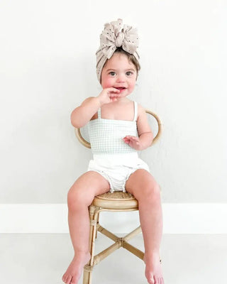 Marlie Tie-Back Leotard - Charlie Rae - Green Gingham - Baby One-Pieces - Bailey's Blossoms
