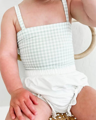 Marlie Tie-Back Leotard - Charlie Rae - Green Gingham - Baby One-Pieces - Bailey's Blossoms