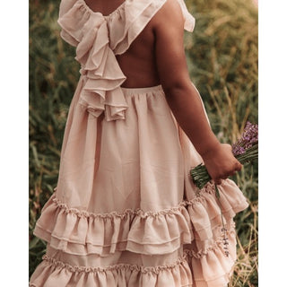 Nellie Champagne Ruffle Maxi Dress - Charlie Rae - 0-3 Months - Baby & Toddler Dresses - Bailey's Blossoms