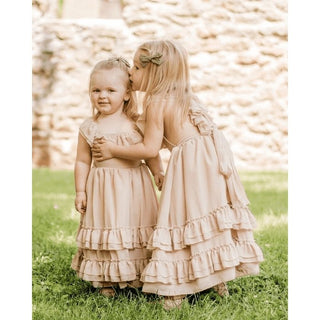 Nellie Champagne Ruffle Maxi Dress - Charlie Rae - 0-3 Months - Baby & Toddler Dresses - Bailey's Blossoms