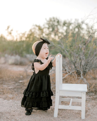 Nellie Ruffle Maxi Dress- Black - Charlie Rae - 0-3 Months - Baby & Toddler Dresses - Bailey's Blossoms