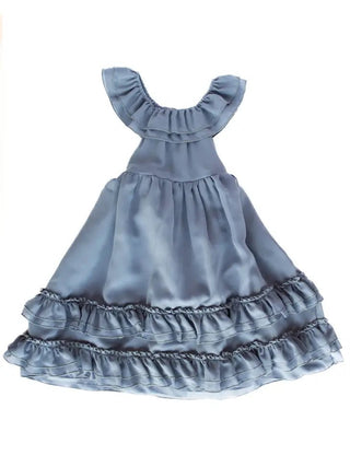 Nellie Ruffle Maxi Dress - Dusty Blue - Charlie Rae - 12-18 Months - Baby & Toddler Dresses - Bailey's Blossoms