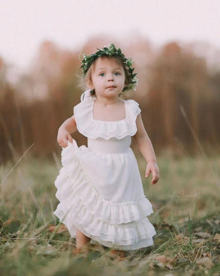 Nellie Ruffle Maxi Dress - White - Charlie Rae - 0-3 Months - Baby & Toddler Dresses - Bailey's Blossoms