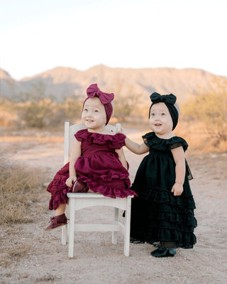 Nellie Ruffle Maxi Dress- Wine - Charlie Rae - 0-3 Months - Baby & Toddler Dresses - Bailey's Blossoms