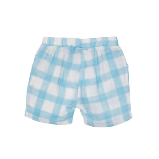 Painted Gingham Blue- Muslin Short - Charlie Rae - 6-12 Months - Baby & Toddler Bottoms - Angel Dear