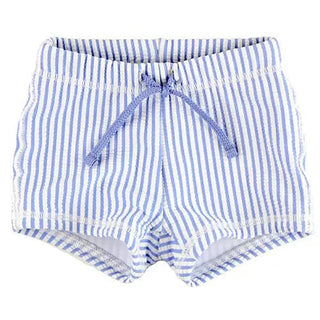 Periwinkle Blue Seersucker Swim Shorties - Charlie Rae - 0-3 Months - Baby & Toddler Swimwear - Rufflebutts