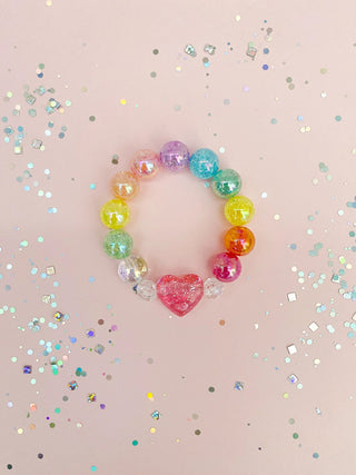 Pink Glitter Heart Bracelet - Charlie Rae - Toddler - Kid Jewelry- 351 - The Rainbow Mermaid