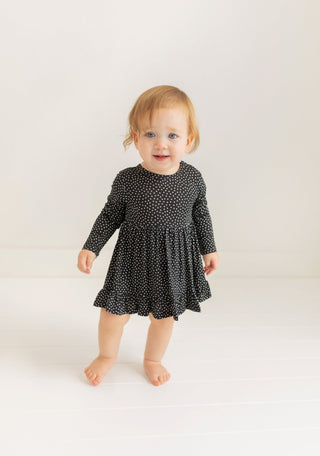 Posh Peanut - Aggie - Long Sleeve Ruffled Bodysuit Dress - Charlie Rae - 0-3 Months - Baby & Toddler Dresses - Posh Peanut