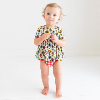 Posh Peanut - Maya Lynn - Short Sleeve Henley Peplum Top & Bloomer Set - Charlie Rae - 3-6 Months - Baby & Toddler Outfits - Posh Peanut
