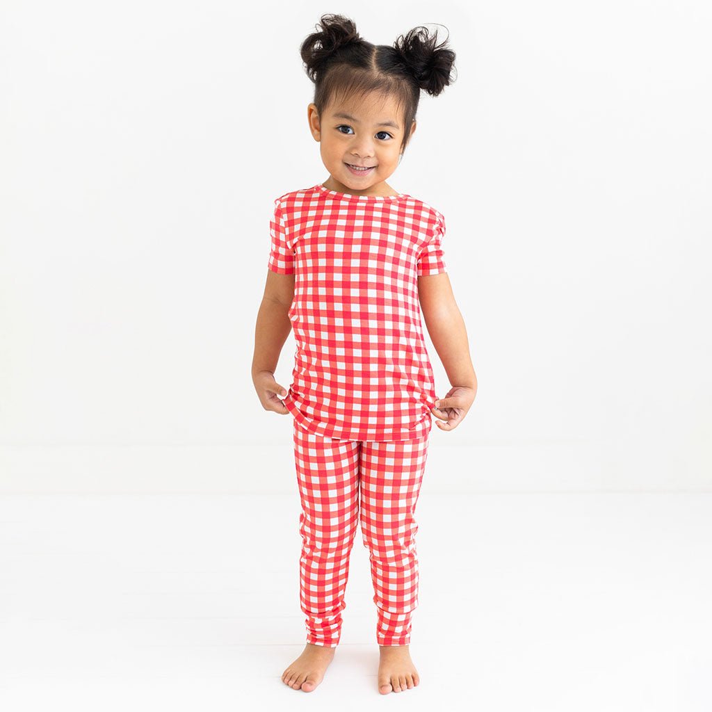 Posh Peanut Polly Gingham Short Sleeve Basic Pajama Red FINAL SALE