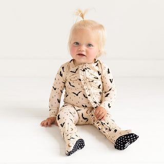 Posh Peanut - Spooky Bats - Footie Ruffled Zippered One Piece - Charlie Rae - Newborn - Baby & Toddler Sleepwear - Posh Peanut