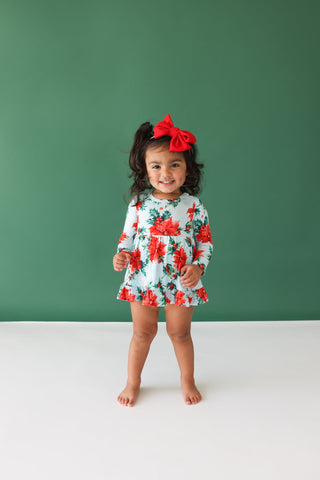 Posh Peanut- Winter Lily - Long Sleeve Ruffled Bodysuit Dress - Charlie Rae - 0-3 Months - Baby & Toddler Dresses - Posh Peanut